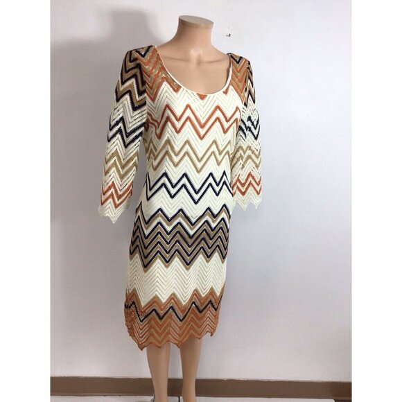 Carrie Allen Boho Dress Chevron Print Womens Medium - Picture 4 of 10